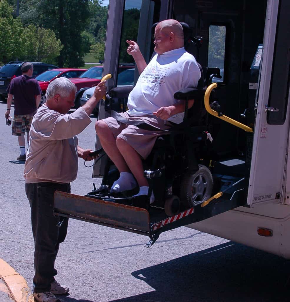 Accessible van with a back lift