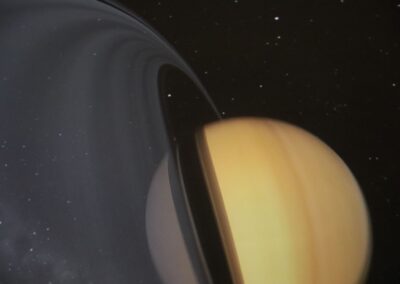 image shows the rings of saturn