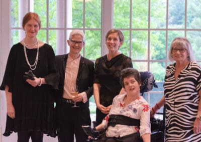Picture shows Laudable honuouree Emma Donoghue, Chris Roulston, Anne Schuurman, Sandra Regalo, and Marian Strom posing for a photo at the 2022 Laudable event